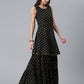 Ahalyaa Women Black Ethnic Motifs Printed Empire Kurta With Sharara & Dupatta | Swadesiicart