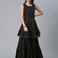 Ahalyaa Women Black Ethnic Motifs Printed Empire Kurta With Sharara & Dupatta | Swadesiicart