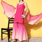 Ahalyaa Women Pink Ombre Printed Gotta Patti Kurti with Sharara & With Dupatta | Swadesiicart