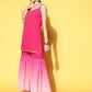 Ahalyaa Women Pink Ombre Printed Gotta Patti Kurti with Sharara & With Dupatta | Swadesiicart