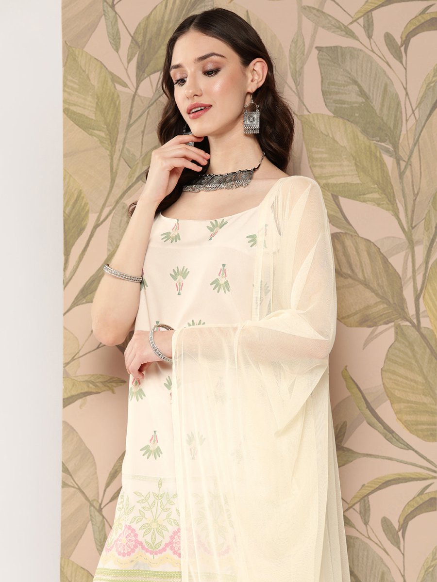 Ahalyaa Women Floral Printed Regular Kurti with Sharara & With Dupatta | Swadesiicart
