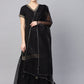 Ahalyaa Solid Black Kurta with Sharara Set | Swadesiicart