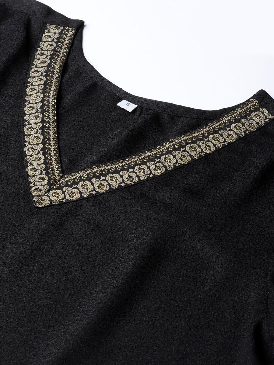 Ahalyaa Solid Black Kurta with Sharara Set | Swadesiicart