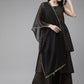 Ahalyaa Women Black & Golden Printed Tiered Kurta With Sharara & Dupatta | Swadesiicart