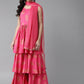 Ahalyaa Pink & Golden Foil Print Kurti with Sharara & Dupatta | Swadesiicart