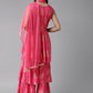 Ahalyaa Pink & Golden Foil Print Kurti with Sharara & Dupatta | Swadesiicart