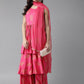 Ahalyaa Pink & Golden Foil Print Kurti with Sharara & Dupatta | Swadesiicart