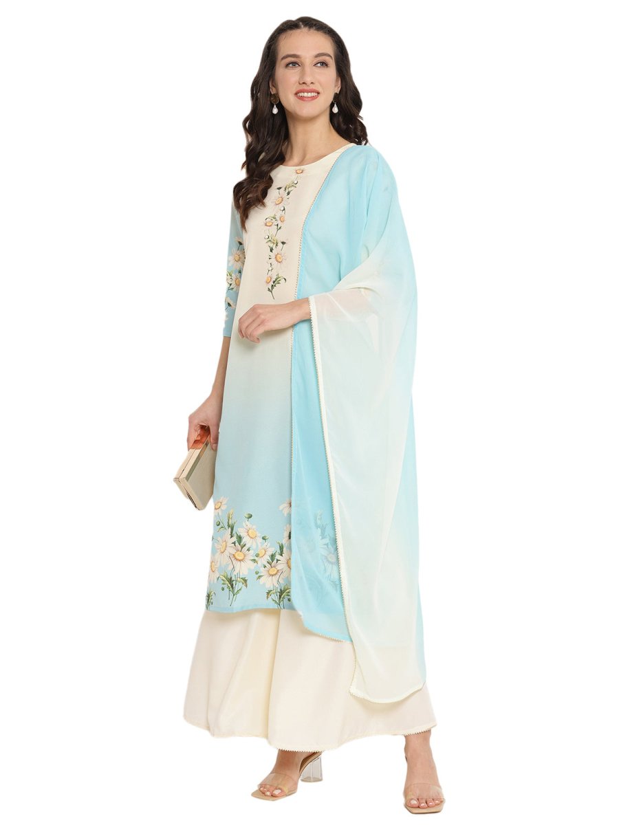 Ahalyaa Printed Sharara Kurta Dupatta Set | Swadesiicart
