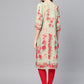 Ahalyaa Green & Coral Pink Floral Print Straight Kurta | Swadesiicart