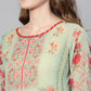Ahalyaa Green & Coral Pink Floral Print Straight Kurta | Swadesiicart