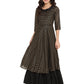 Ahalyaa Black & Golden Striped Layered Maxi Dress | Swadesiicart