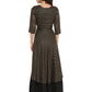 Ahalyaa Black & Golden Striped Layered Maxi Dress | Swadesiicart