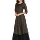 Ahalyaa Black & Golden Striped Layered Maxi Dress | Swadesiicart