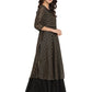Ahalyaa Black & Golden Striped Layered Maxi Dress | Swadesiicart