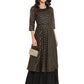 Ahalyaa Black & Golden Striped Layered Maxi Dress | Swadesiicart