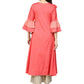 Ahalyaa Women Coral Pink Solid Ruffle Detail Angrakha Beautiful Kurta | Swadesiicart