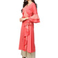 Ahalyaa Women Coral Pink Solid Ruffle Detail Angrakha Beautiful Kurta | Swadesiicart