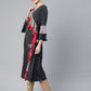 Ahalyaa Women Charcoal Grey Solid Ruffled Angrakha A-Line Kurta | Swadesiicart