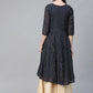 Ahalyaa Navy-Blue Printed Straight Kurta | Swadesiicart
