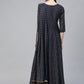 Ahalyaa Navy Blue & Golden Foil Printed Maxi Dress With Attached Dupatta | Swadesiicart