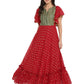 Ahalyaa Maroon & Golden Printed Fit and Flare Maxi Dress | Swadesiicart