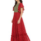 Ahalyaa Maroon & Golden Printed Fit and Flare Maxi Dress | Swadesiicart