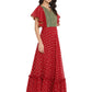 Ahalyaa Maroon & Golden Printed Fit and Flare Maxi Dress | Swadesiicart