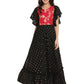 Ahalyaa Black & Red Flared Ethnic Maxi Dress | Swadesiicart