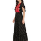 Ahalyaa Black & Red Flared Ethnic Maxi Dress | Swadesiicart