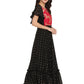 Ahalyaa Black & Red Flared Ethnic Maxi Dress | Swadesiicart