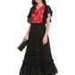 Ahalyaa Black & Red Flared Ethnic Maxi Dress | Swadesiicart
