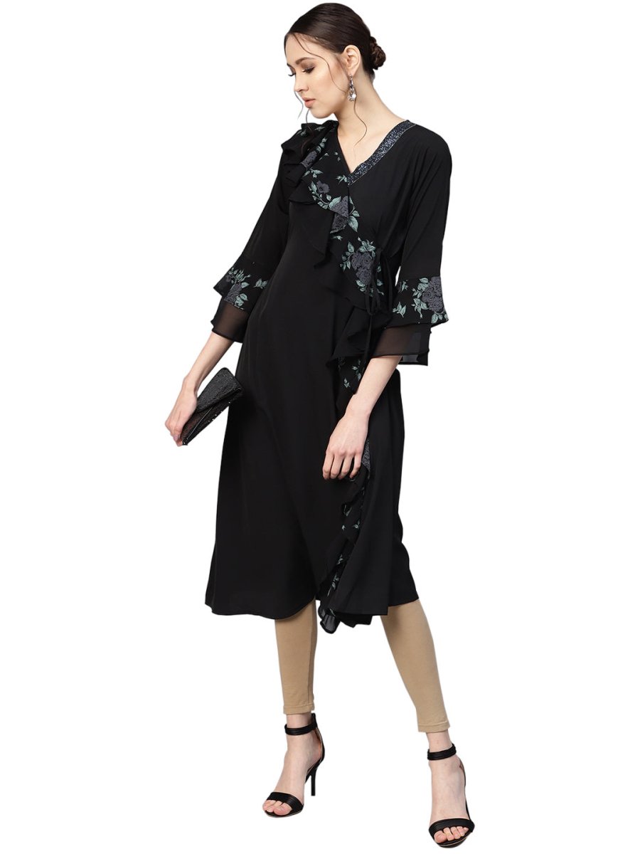 Ahalyaa Women's A-Line Georgette Kurta | Swadesiicart