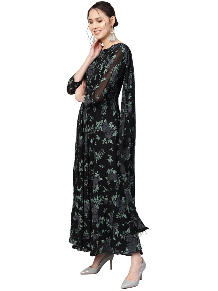 Ahalyaa Women's Flared Georgette Kurta | Swadesiicart
