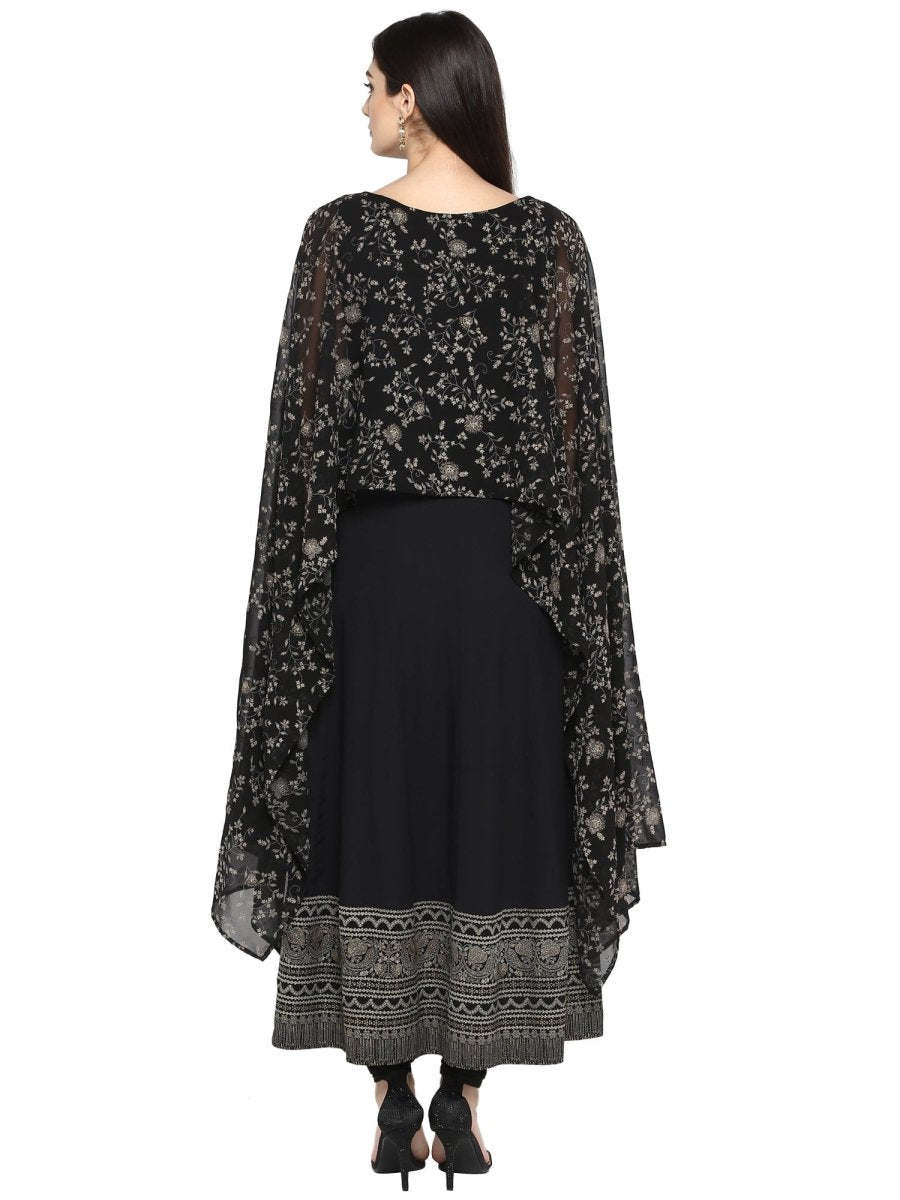 Ahalyaa Women Black Printed Anarkali Beautiful Kurta | Swadesiicart