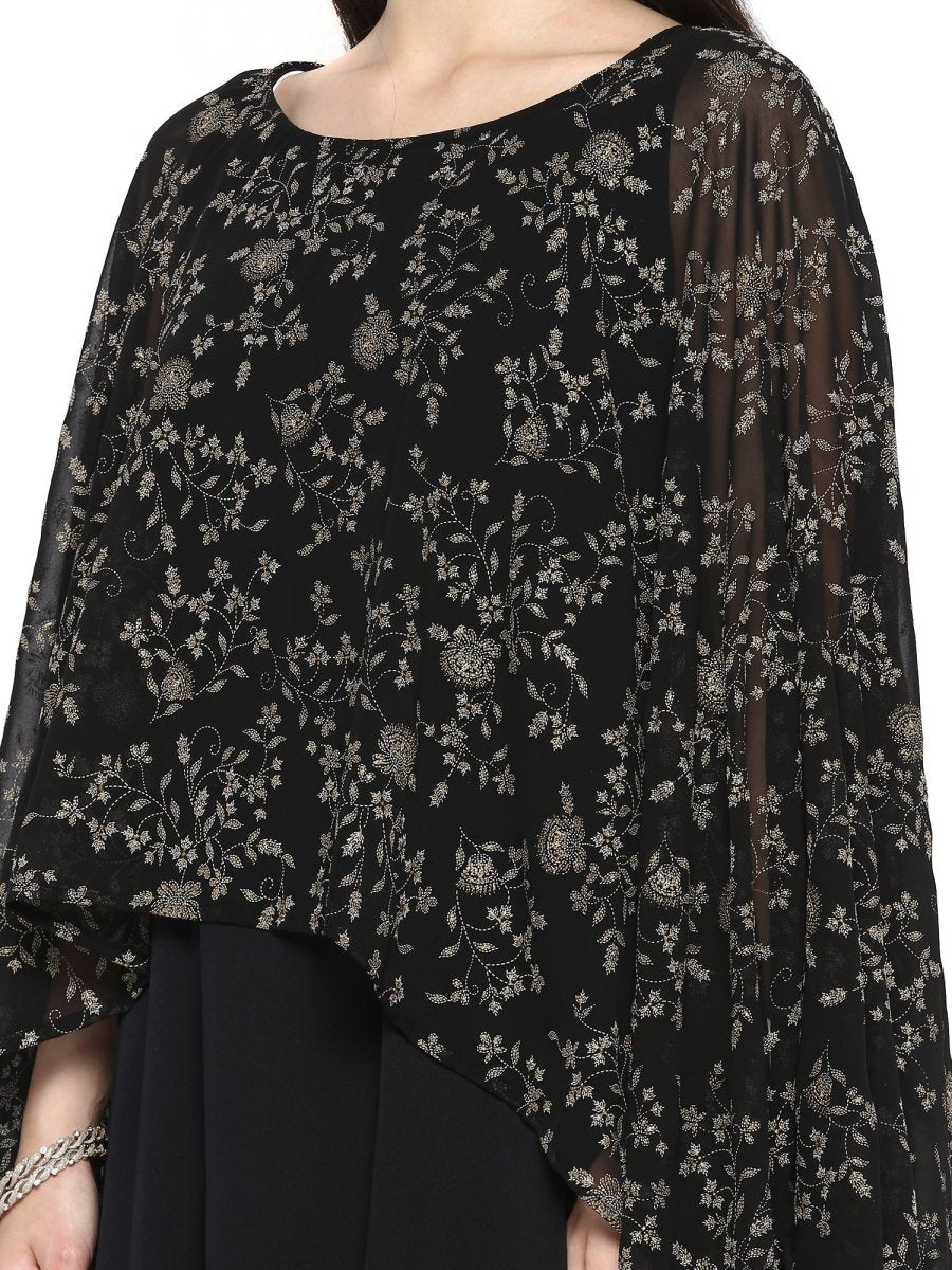 Ahalyaa Women Black Printed Anarkali Beautiful Kurta | Swadesiicart