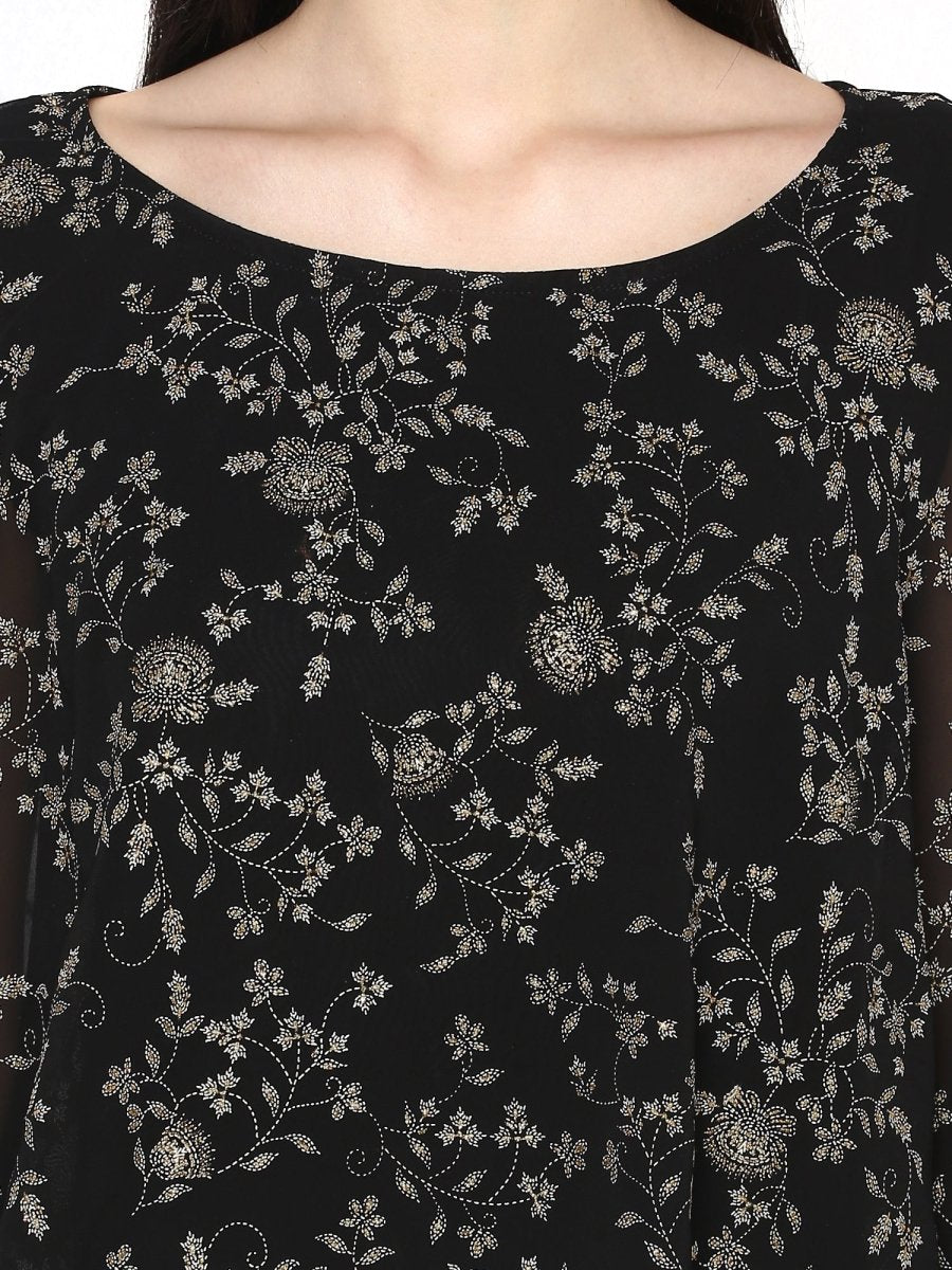 Ahalyaa Women Black Printed Anarkali Beautiful Kurta | Swadesiicart
