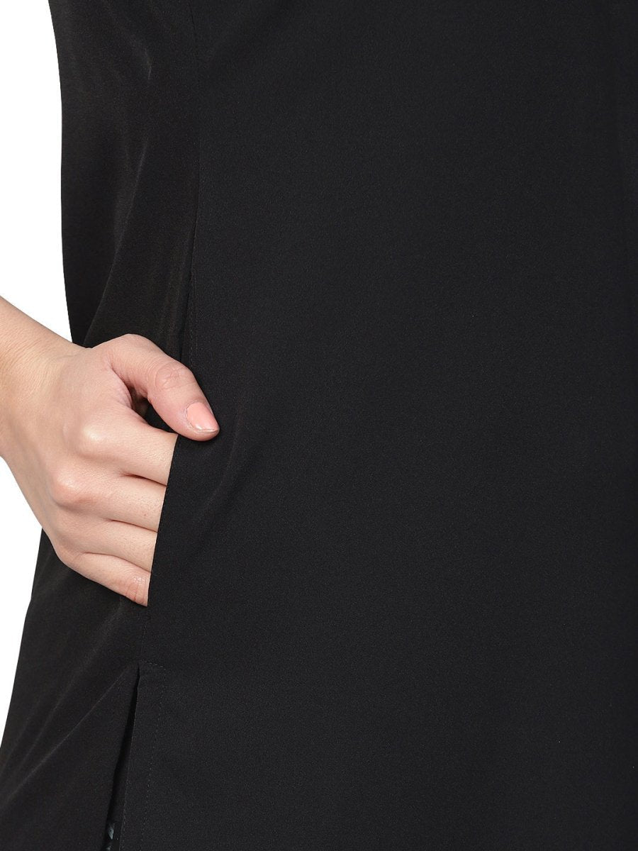 Ahalyaa Women Black & Green Solid Kurta with Harem Pants | Swadesiicart