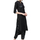 Ahalyaa Women Black & Green Solid Kurta with Harem Pants | Swadesiicart