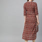 Ahalyaa Maroon & Cream-Coloured Printed Straight Kurta with Salwar | Swadesiicart
