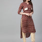 Ahalyaa Maroon & Cream-Coloured Printed Straight Kurta with Salwar | Swadesiicart