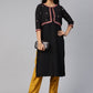 Ahalyaa Women Black & Pink Solid A-Line Kurta with Jacket | Swadesiicart