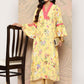 Ahalyaa Floral Printed Bell Sleeves Gotta Patti Crepe Kurta | Swadesiicart