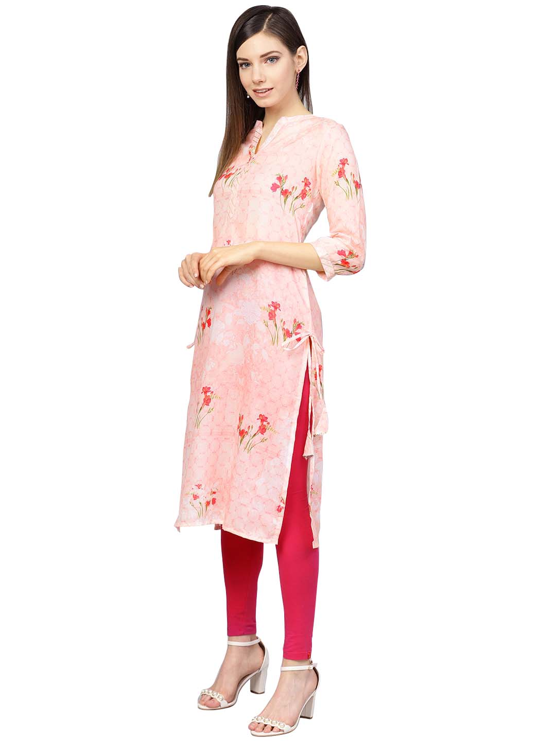 Ahalyaa Printed Floral Muslin Straight Kurta For Women | Swadesiicart