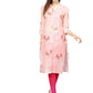 Ahalyaa Printed Floral Muslin Straight Kurta For Women | Swadesiicart