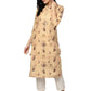 Ahalyaa Beige Dusty Print Straight Kurta For Women | Swadesiicart