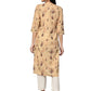Ahalyaa Beige Dusty Print Straight Kurta For Women | Swadesiicart