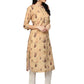 Ahalyaa Beige Dusty Print Straight Kurta For Women | Swadesiicart