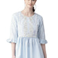 Ahalyaa Women Blue & White Checked A-Line Top | Swadesiicart