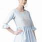 Ahalyaa Women Blue & White Checked A-Line Top | Swadesiicart