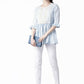 Ahalyaa Women Blue & White Checked A-Line Top | Swadesiicart